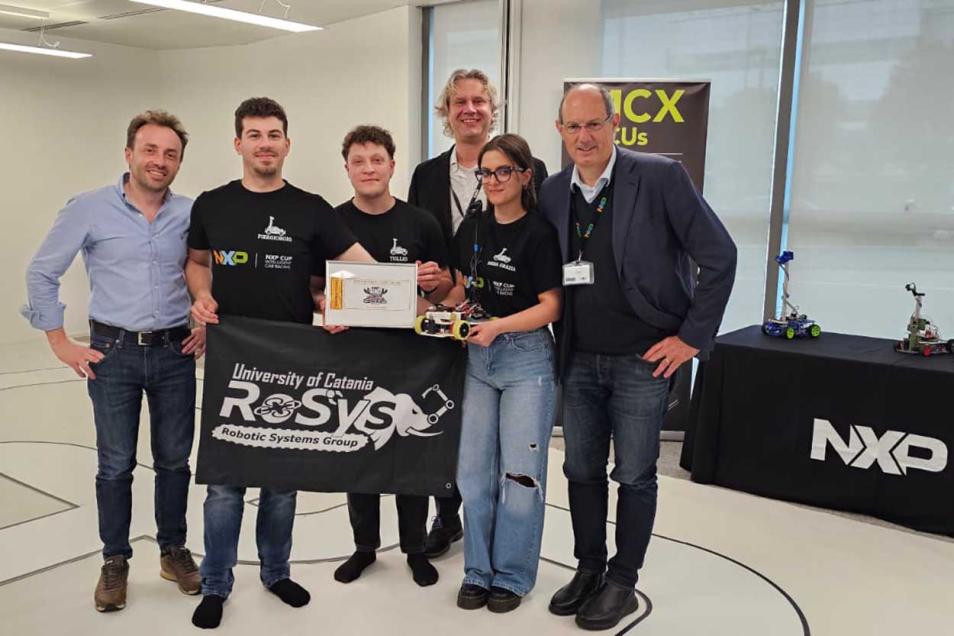 Il team di Unict con i docenti Giuseppe Sutera e Giovanni Muscato